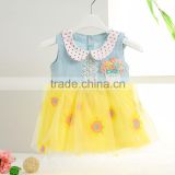 cheapest new brand casual dress for girls printed ruffle summer jeans dress boutique baby girl's dress