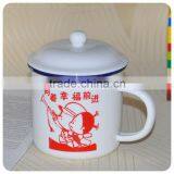 Hot Selling White Logo Printing Enamel Camping Mug