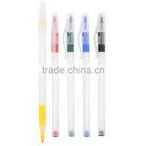 Cheapest Transparent white body promotional ball pen with cap