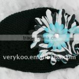 Baby Crochet Kufi Hats with a Zebra Daisy Flower (FCK-103470380-I)