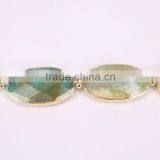 Full Strand Dragon Vein Agate Stone Beads, Oval Agate Druzy Gemstone Fashion Gold Plated Jewelry thumbnail-2