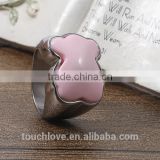 China Factory Wholesale Fashion Rings Jewelry , Latest Pink Bear Design Titanium Silver 316l Stainless Steel Rings For Women