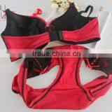 Mature Women Sexy Nylon Red With Black Color Lace Fancy Bra Panty Set, Bra and Panty thumbnail-2