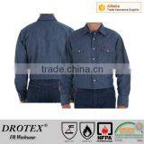 Welding Shirt Flame Retardant 100% Cotton Khaki, Royal Blue Color thumbnail-2