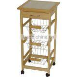 Brown Finish E1 MDF With Wine Rack Wooden Trolley Manufacturers thumbnail-1