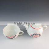 2015 New AB Grade Factory 2 Pcs Ceramic Teapot With Cup Set Embossing Microwave Safe thumbnail-3