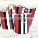 Round Storage and Laundry Basket With Strip Pattern and Handle thumbnail-1