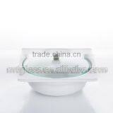 White Ceramic Bakeware Pot With Glass Cover thumbnail-1