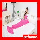 UCHOME Yarn Knitted Mermaid Tail Blanket Handmade Crochet Mermaid Blanket Adult Kids Throw Bed Wrap Super Soft Sleeping Bag thumbnail-6