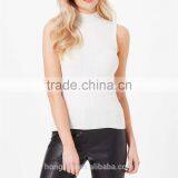 2016 Fashion Cream Sleeveless Knit Rib Tank Top HST8046 thumbnail-1