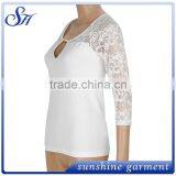 2017 Sexy White Tank Top With Lace Wholesale 95%polyester 5%spandex thumbnail-2