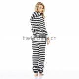 PA0050A Womens STRIPED HOODED ONESIE thumbnail-2