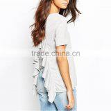 Girls Short Sleeve Plain New Design Frill Back t Shirts, Frill Back t Shirts Wholesale Cheap. thumbnail-4
