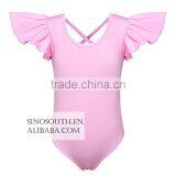 Girls' Dance Gymnastic Leotards Solid Color Ruffle Kids Flutter Sleeve Leotard thumbnail-2