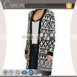 Geo-patterned Front Open Long Sweater no Button Cardigan With Long Sleeves thumbnail-1