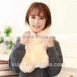 Autumn and Winter Rex Rabbit Hair Fur Collar Son of Thick Plush Scarf Female Faux Small Muffler Scarf thumbnail-6