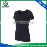 High Quality Basic Design V-neck Polyester / Cation Women's T-shirt thumbnail-2