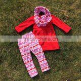 Cute Toddler V-days Girls Baby Kids Valentine Clothes Heart Top Pant New Design Hot Sell Boutique Red Sets thumbnail-1