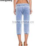 OEM/ODM Service Women Cropped Trousers Custom Sport Pants Snow Wash Pants in Guangzhou thumbnail-2
