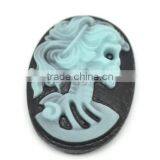 Wholesale Skyblue Resin Halloween Skull Pattern Oval Cameo 25x18mm(1"x3/4") thumbnail-1
