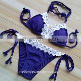 Blue Lace Cutout Swimwear Bikini/ Mzyg Halter Bikini Swimwear/ Fancy Bikini Set Swimwear Beachwear