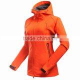 2016 Orange Waterproof Women Softshell Jacket With Hood