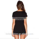 OEM Women's Sexy Girls Simple Black V Neck Wholesale t Shirts thumbnail-3