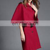 Purple Cape Sleeve Wool Worsted Winter Coat Two Piece Set Coat Wholesale Oem Odm thumbnail-2