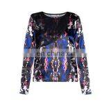 Layered Digital Print Ladies Top Fashion Design Long Sleeve Women Shirts and Tops thumbnail-5