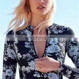 2017 Tropical Printing Women Sexy One Piece Long Sleeve Rashguard OEM thumbnail-3