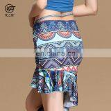 Q-6061 Egyptian Milk Silk Flower Printing Short Belly Dance Skirt thumbnail-4