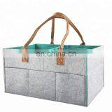 Amazon Hotselling Felt Diaper Caddy Storage Organizer Bag With pu Leather Handle thumbnail-3