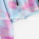 Purple Tie Dye Printing Short Hoodies Sweatshirt Women Casual Drawstring Thin Pullover Autumn Female Girl Long Sleeve Tops thumbnail-6