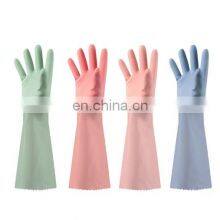 Wholesale High Quality Woman Pink Long Cuff PVC Kitchen Dishwashing Household Gloves thumbnail-5