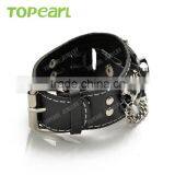 Mens Gothic Punk Rock Chain Skull Bullets Black Leather Watch LVB227 thumbnail-4