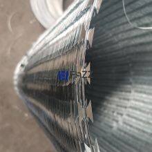 Galvanized Razor Blade Barbed Wire Spec BTO-22 Size 45cm Loops 180 Hot Deep Galvanized Razor Barbed Wire Made in China thumbnail-2