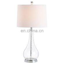 Modern Glam Luxury Table Lamps Crystal Glass Gold Metal White Tapered Drum Shade Decor thumbnail-1
