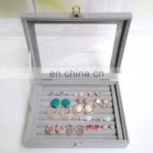 Velvet Glass Ring Earring Jewelry Display Organizer Box Tray Holder Storage Case thumbnail-5