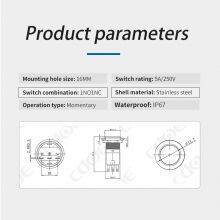 Ip67 16mm Flat Head 250v 1no1nc Push Button Switch Reset thumbnail-3