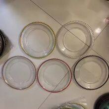 Best Selling Clear Round 13 Inch Wedding Plastic Charger Plates With Gold Beads For Events thumbnail-1