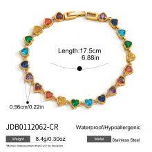 Luxury Stainless Steel Tennis Bracelet Green Zircon Gold Plated Waterproof Hypoallergenic Women Jewelry thumbnail-2