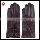 2016 Ladies Fashion Purple Leather Hand Gloves With Bowknot thumbnail-1
