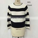Ladies Fall/Winter 2016 White & Black Stripe Handflat Machine Garment thumbnail-2