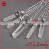 Wholesale Natural Rough Sterling Silver Spirit Jewelry Crystal Quartz Stone Point Pendant Charm Connector thumbnail-1