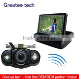 Wireless car rearview camera system with foldable 4.3 inch monitor