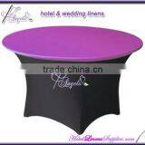 Purple Round Spandex Table Toppers, Round Lycra Table Toppers, Fitted Stretch Table Toppers for 4' Round Banquet Tables thumbnail-1