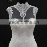 High Neckline French Lace Collar With Buttons Mermaid Wedding Dress thumbnail-2