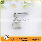 LR01135 Stainless Steel Dangle Cat Lip Ring thumbnail-1