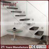 Morden Design Floating Stairs With Glass Railing