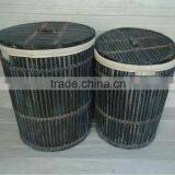 Bamboo Cotton Laundry Basket With Lid thumbnail-2